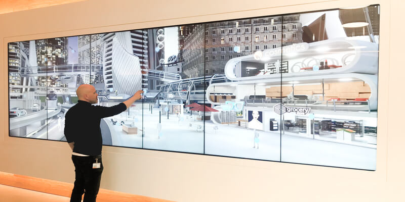 multi-touch videowall 1x6 with infrared sensors